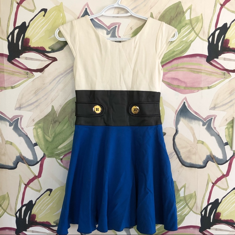 Girl leather waisted dress